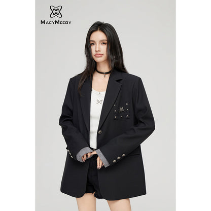 MacyMccoy Fake-2-Piece Oversize Suit Jacket Black