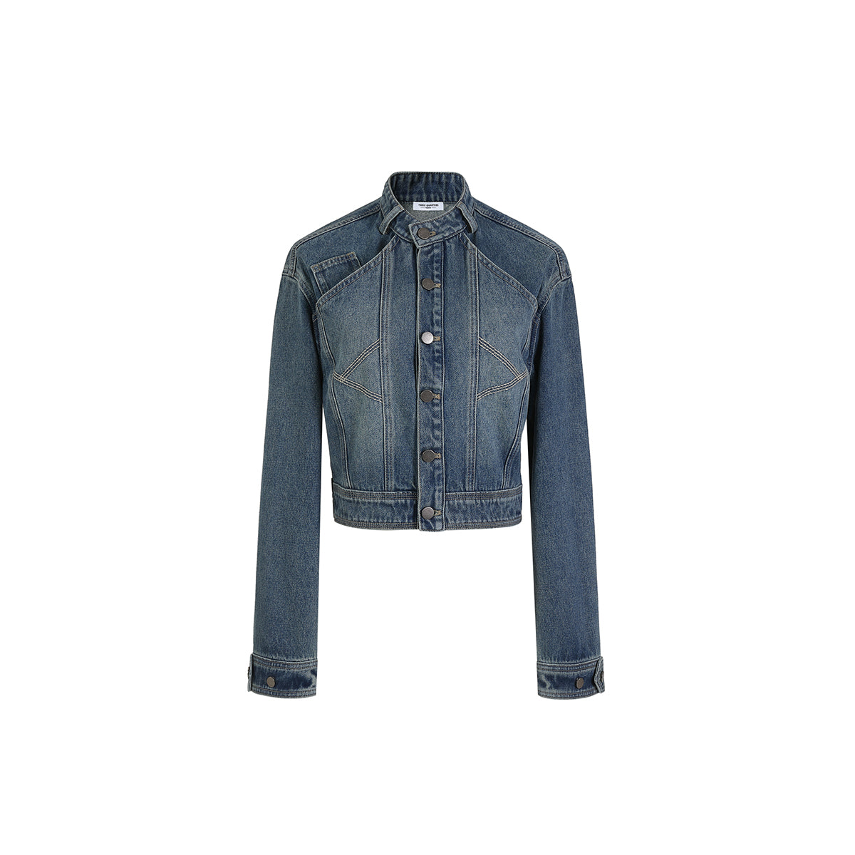 Three Quarters Vintage Washed Denim Jacket