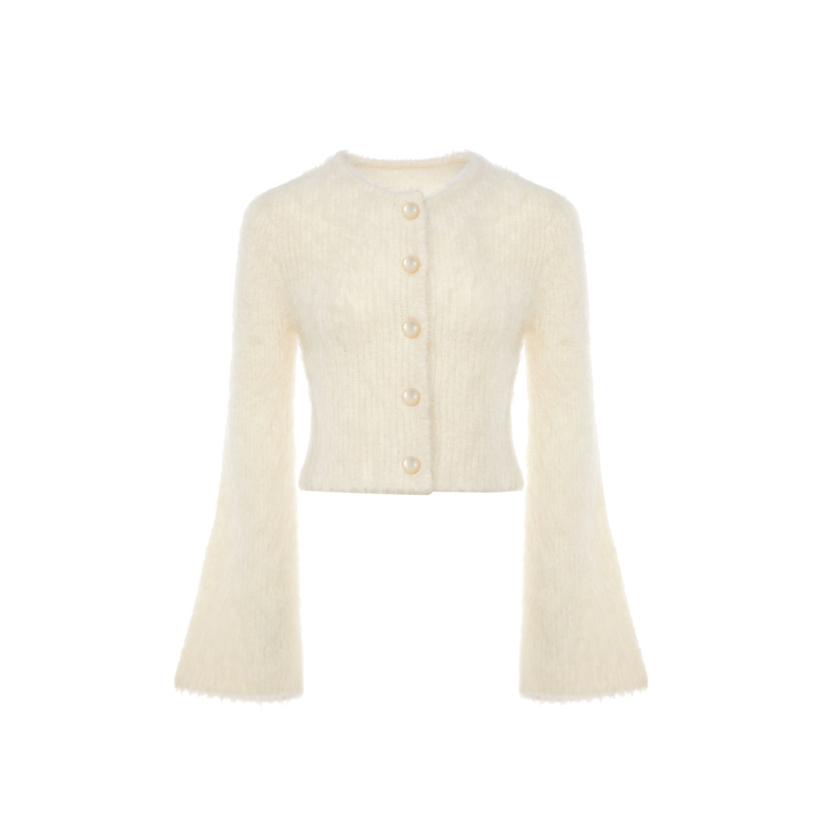 Rocha Roma Alpaca Knitted Lace Cardigan Cream