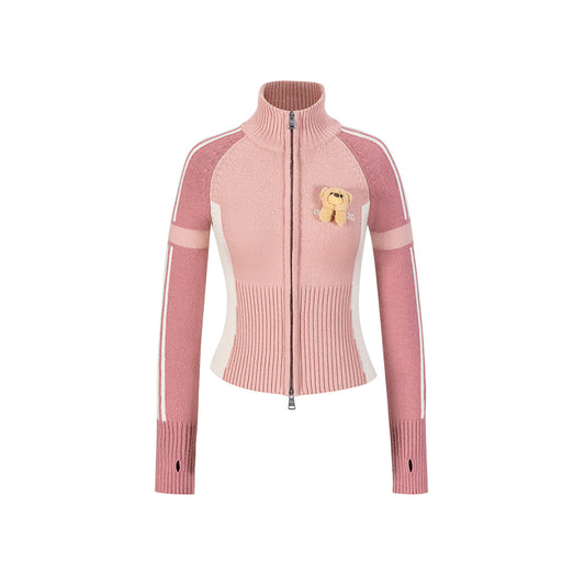 13De Marzo Plush Bear Skiing Raglan Knit Top Pink