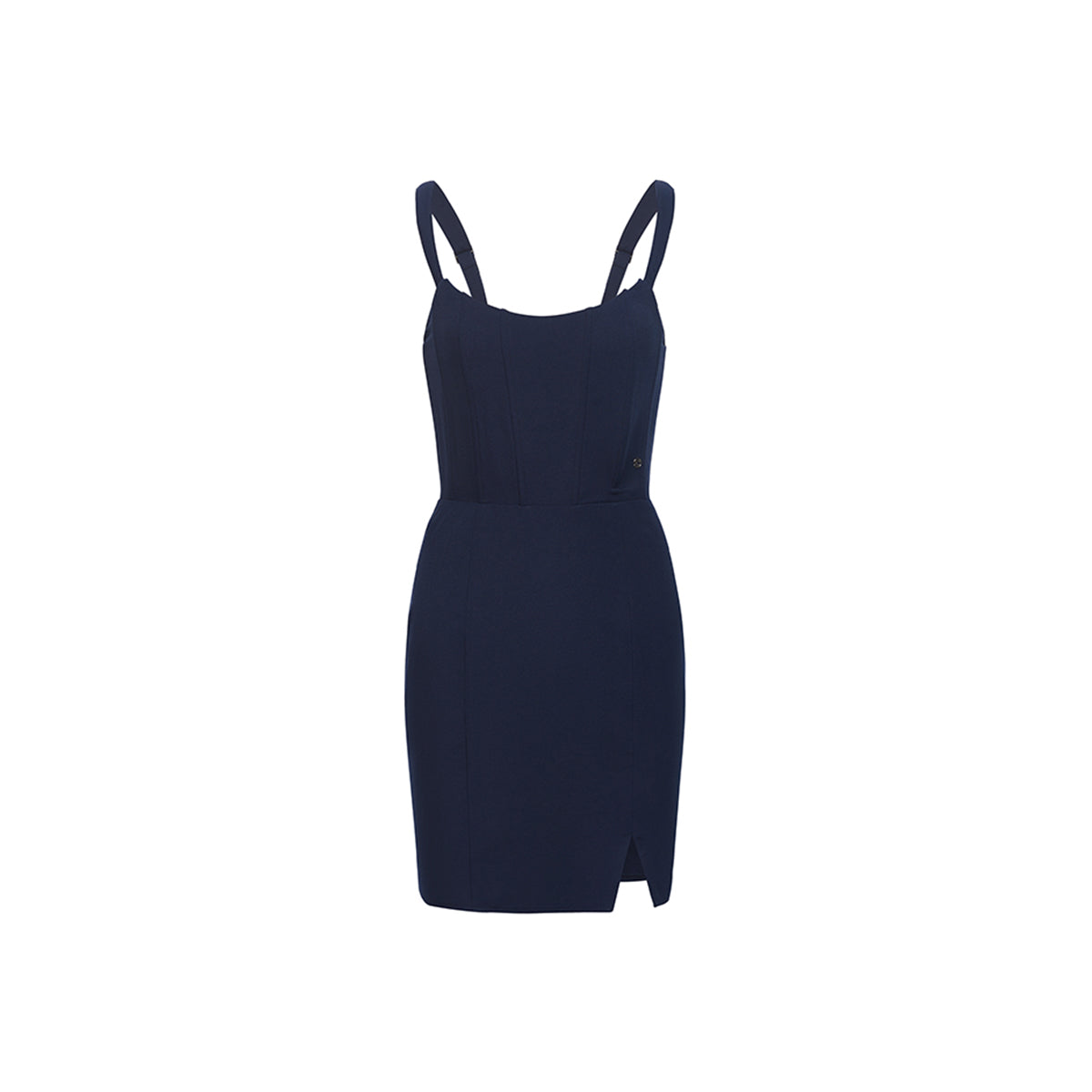 Sheer Luck Fish-Bone Split Cutting Slim Dress Navy