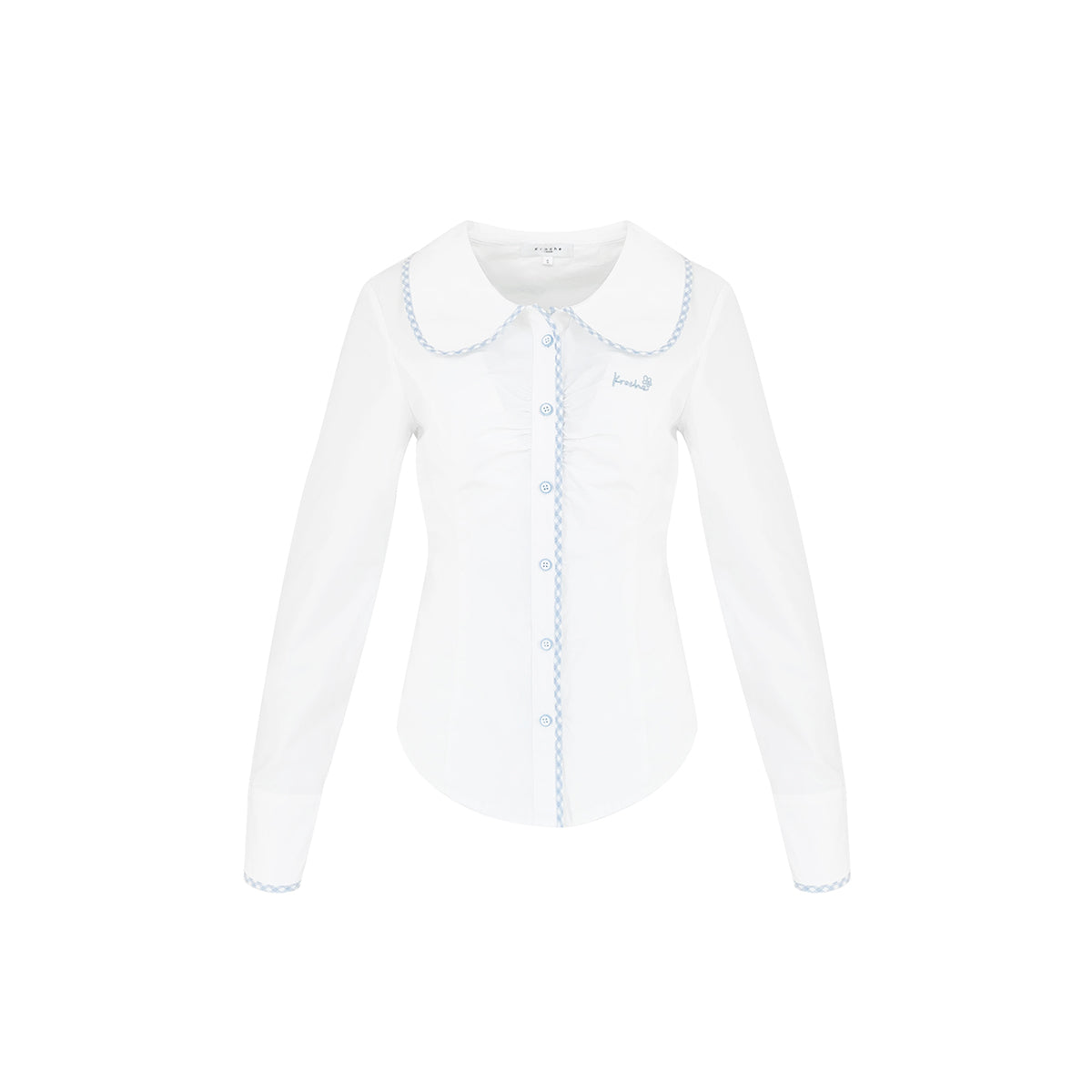 Kroche Color Blocked Doll Collar Slim Shirt White