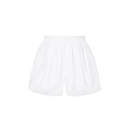 Three Quarters Logo Embroidery Shorts White