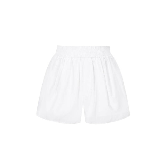 Three Quarters Logo Embroidery Shorts White