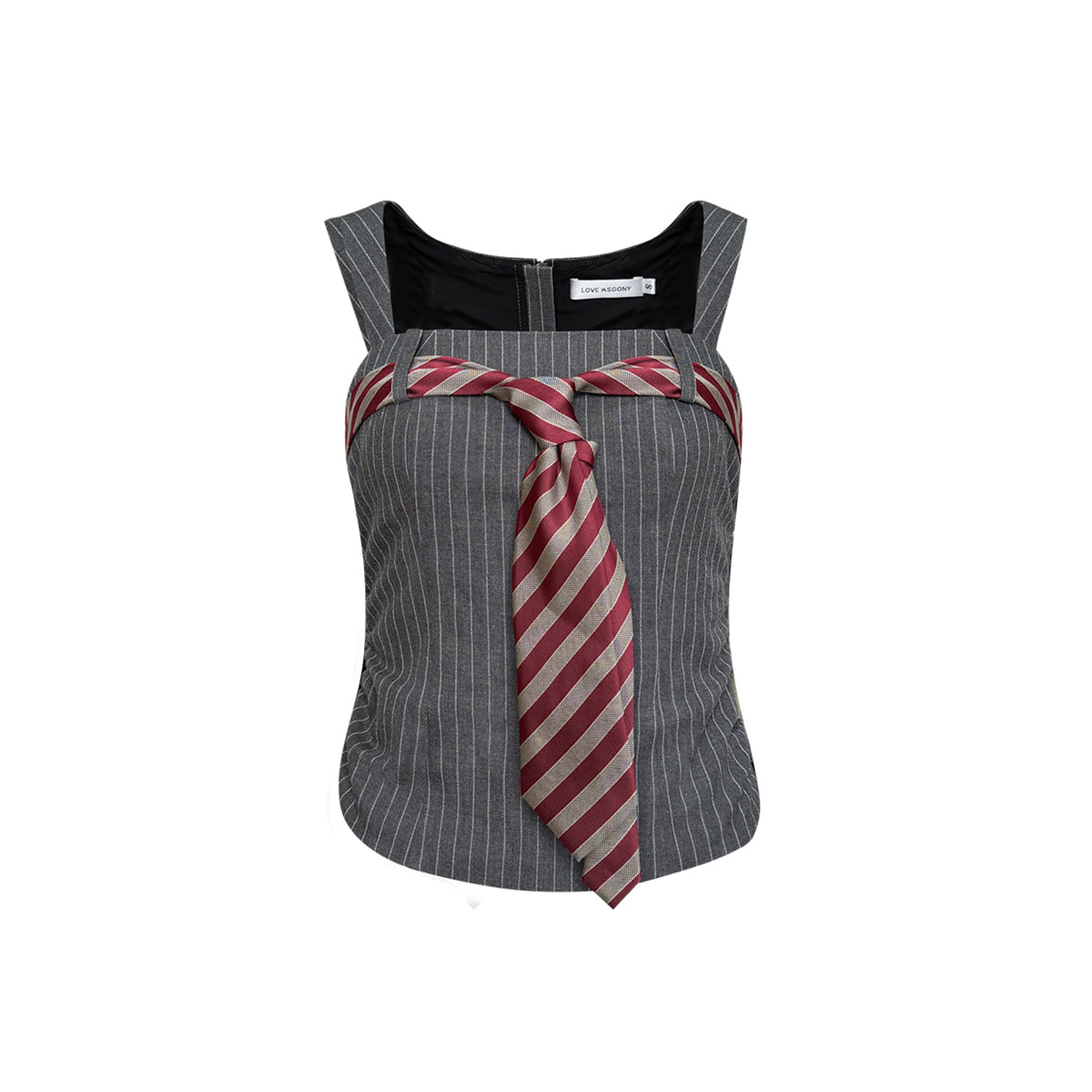 AsGony Striped Drawstring Pleated Vest