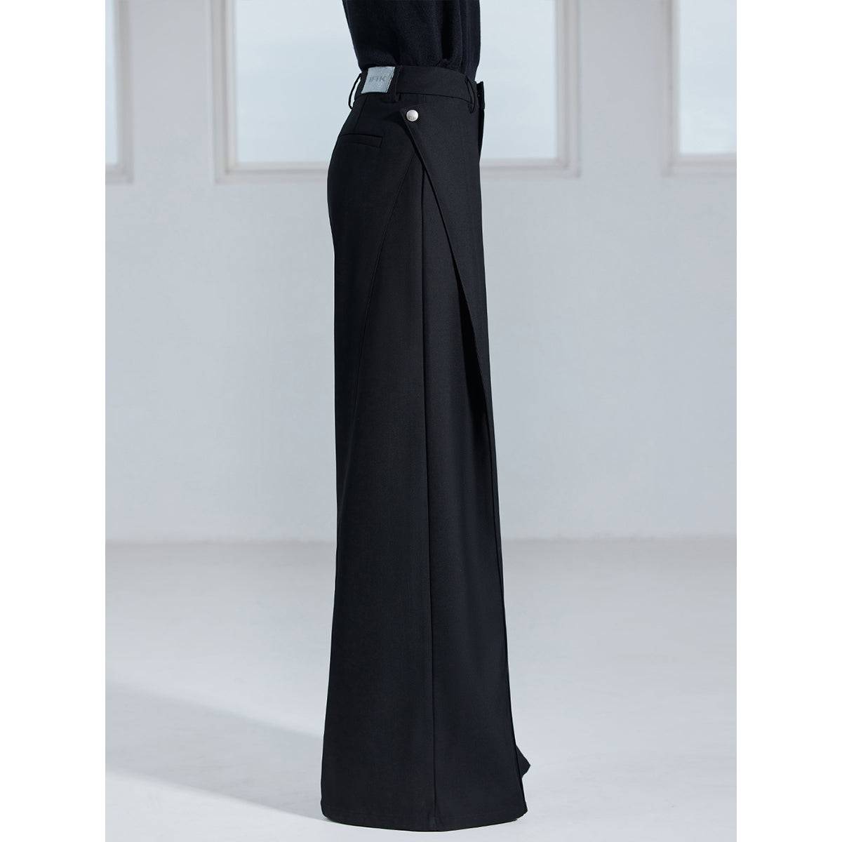 IFIK Flip Button Wide-Leg Vertical Cut Trousers