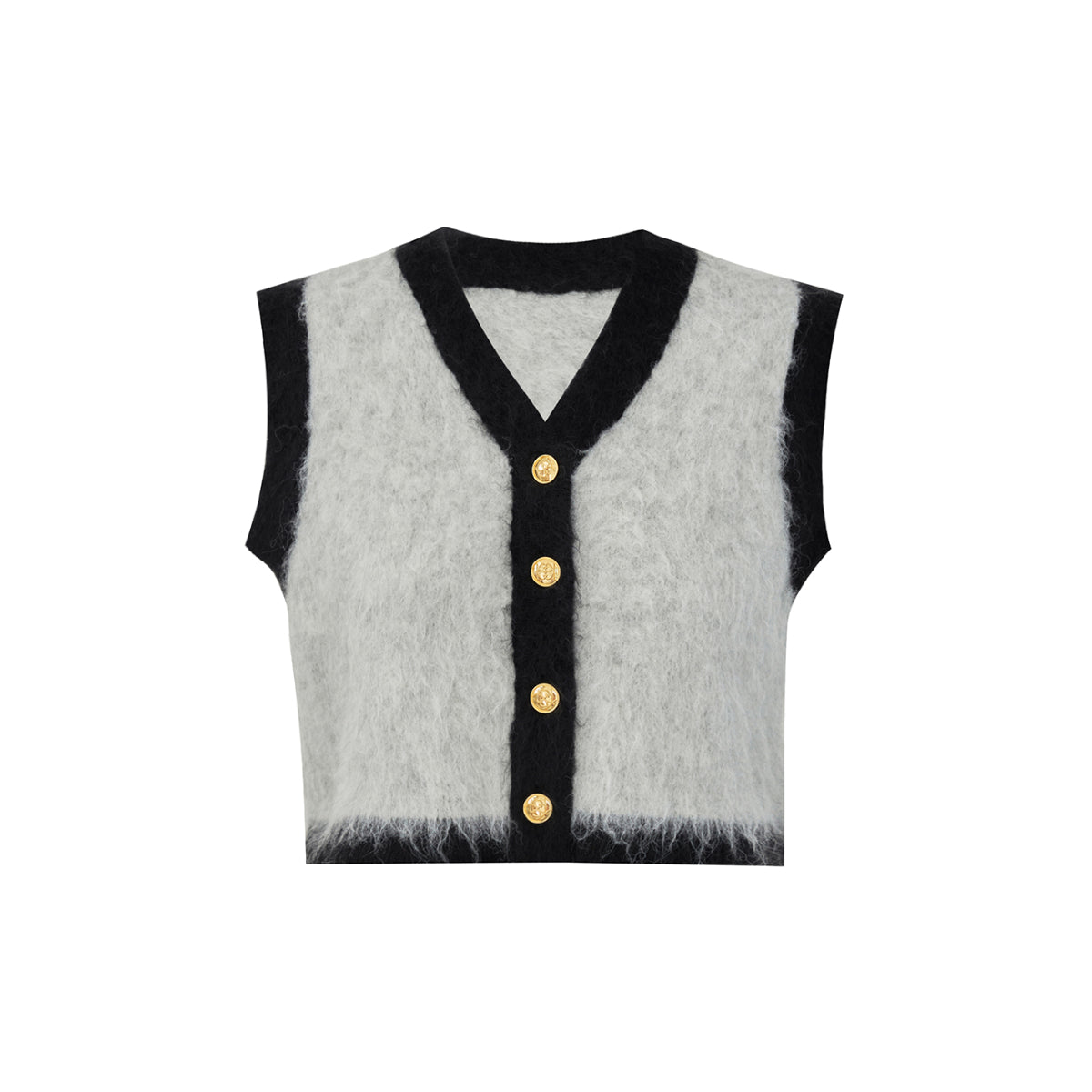 Kroche Color Blocked Alpaca Fiber Vest Grey