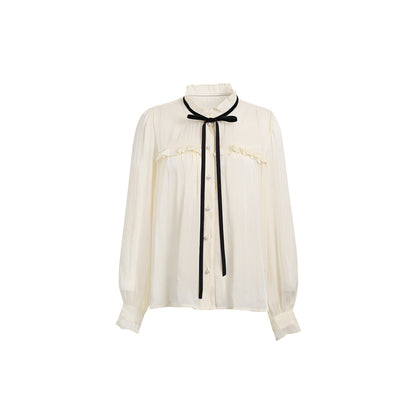 Wildshadow Lace Collar Pearlised Wave Sleeve Shirt