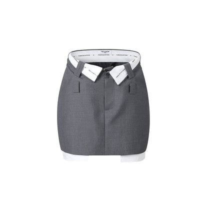 Three Quarters Low Waist Turn Over Edge Skirt Grey