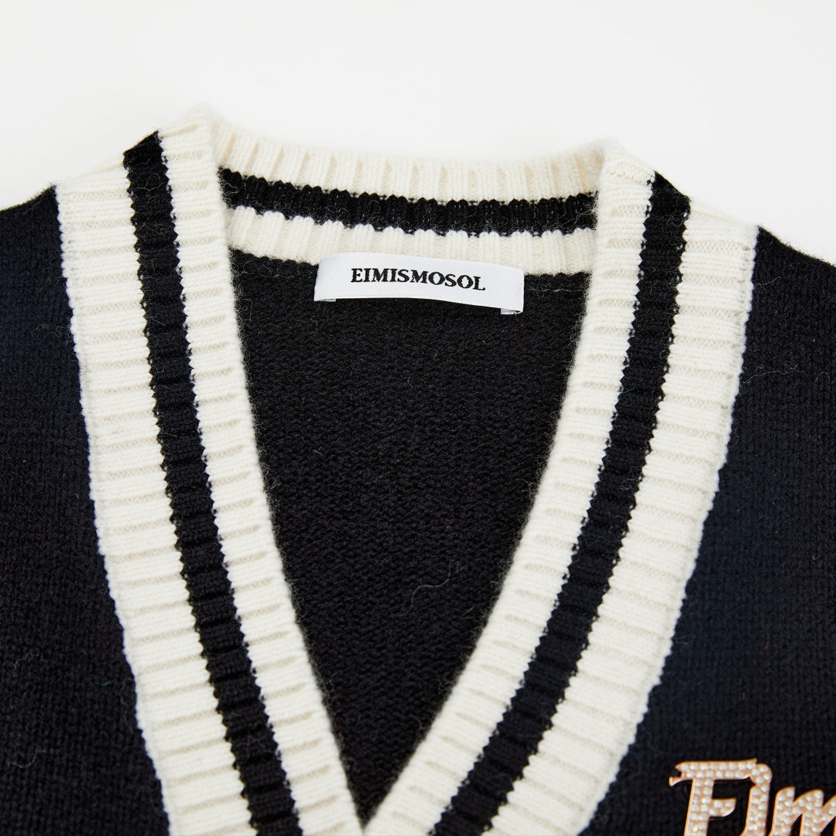 Eimismosol College Style Woolen Knit Cardigan Black