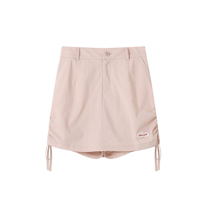 SomeSowe Bow Drawstring Cargo Skirt Pink