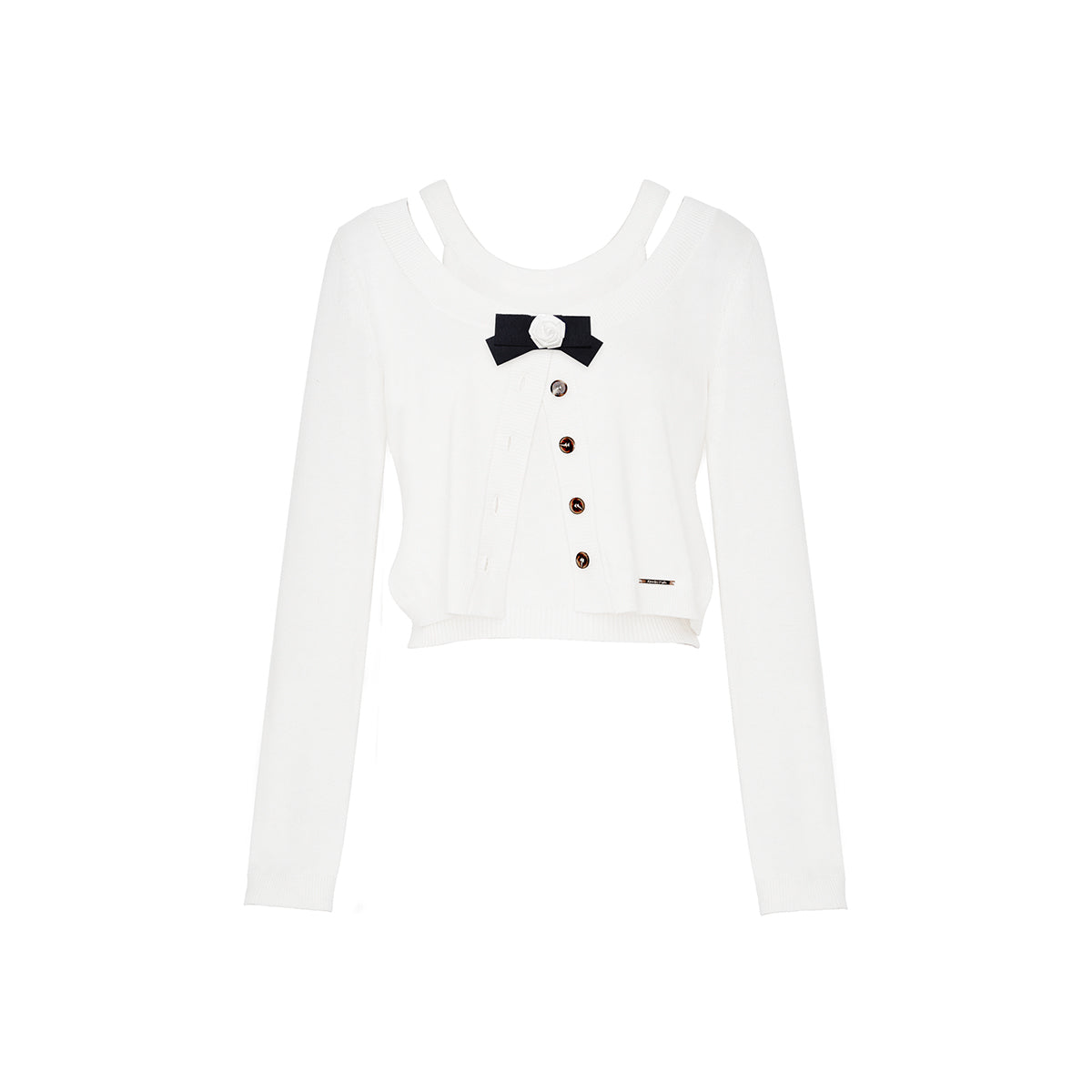 Kroche Camellia Silk Wool Twin-Set Top White