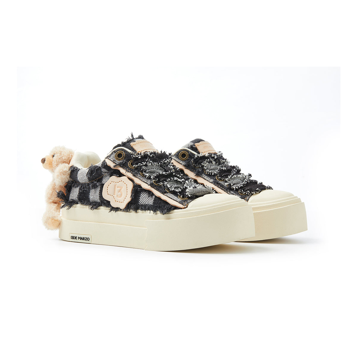 13De Marzo Plush Bear Denim Badge Sneaker Black