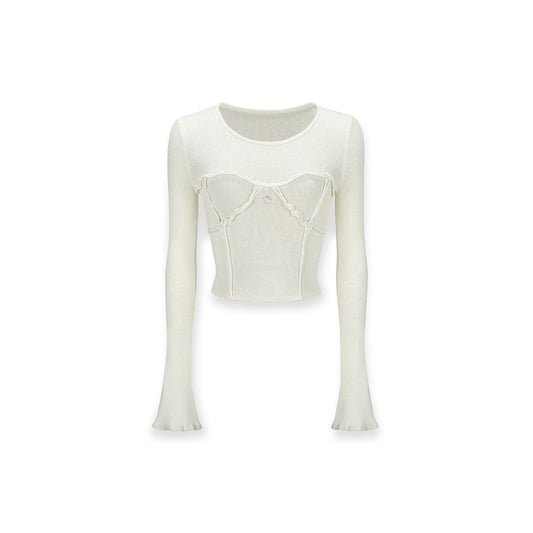 NotAwear Logo Embroidery Stringy Selvedge Knit Top White