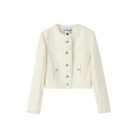 SomeSowe Raw Edge Patchwork Short Jacket White