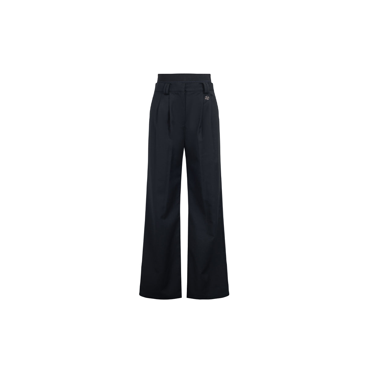 Three Quarters Logo Double Waist Straight-Leg Pants