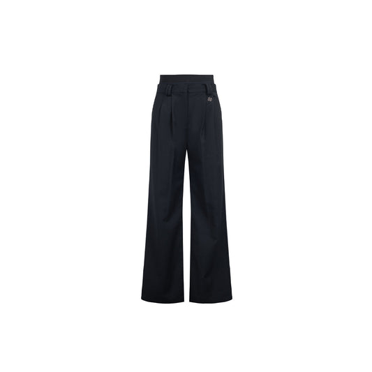 Three Quarters Logo Double Waist Straight-Leg Pants