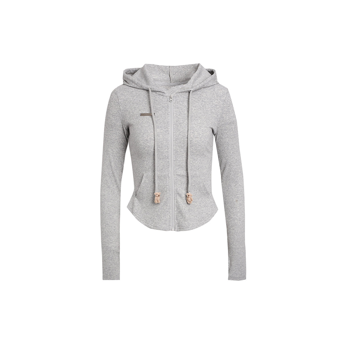 Wildshadow Teddy Bear Knit Slim Hooded Top Grey