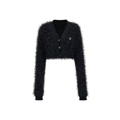 Via Pitti Fluffy Shiner Short Cardigan Black