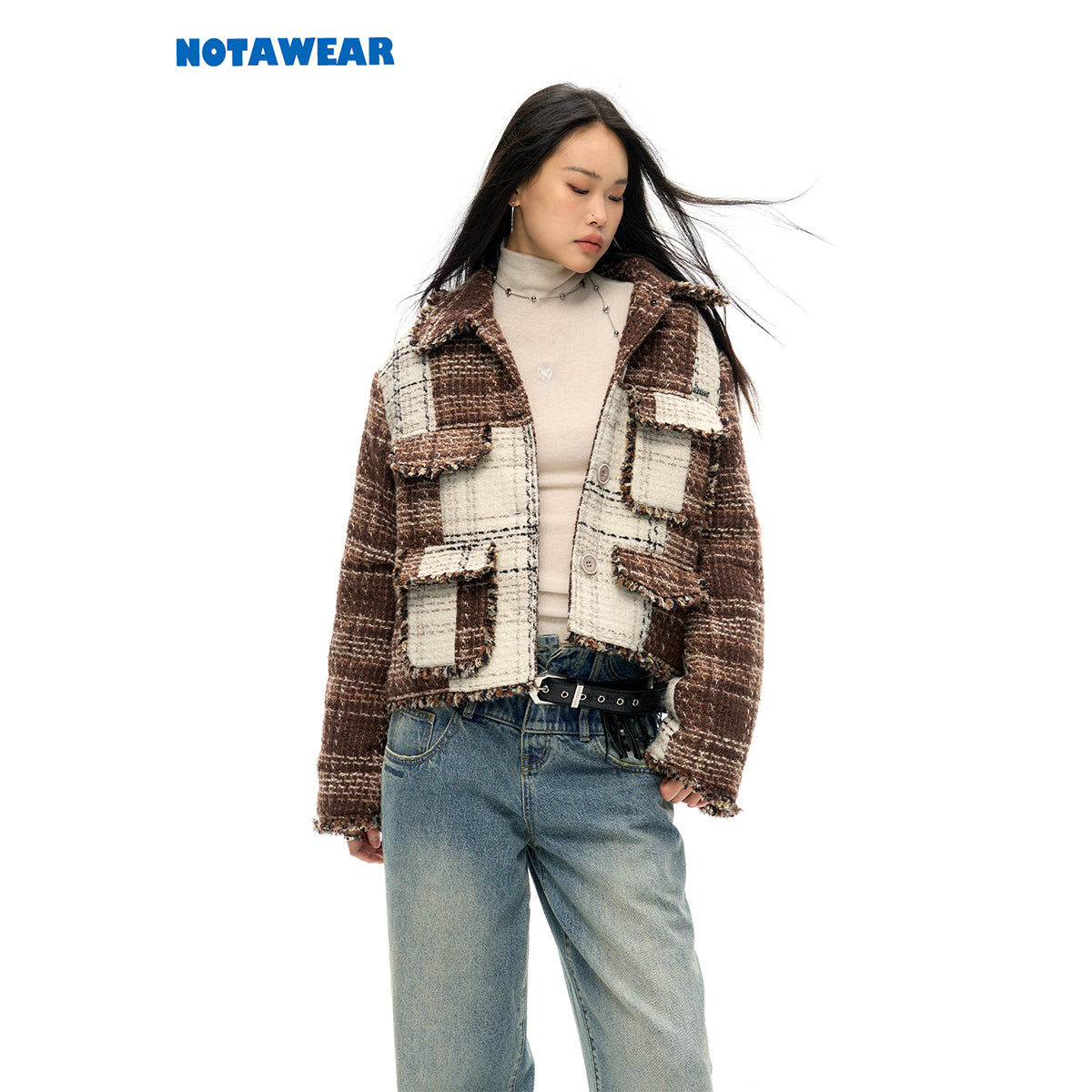 NotAwear Color Blocked Patchwork Tweed Jacket