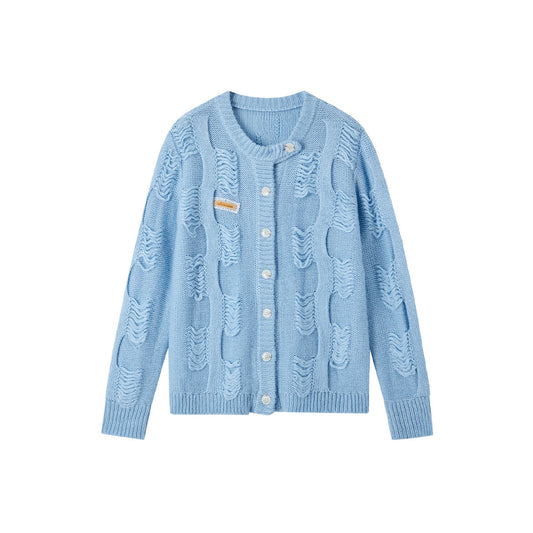 SomeSowe Vintage Destroyed Knit Cardigan Blue