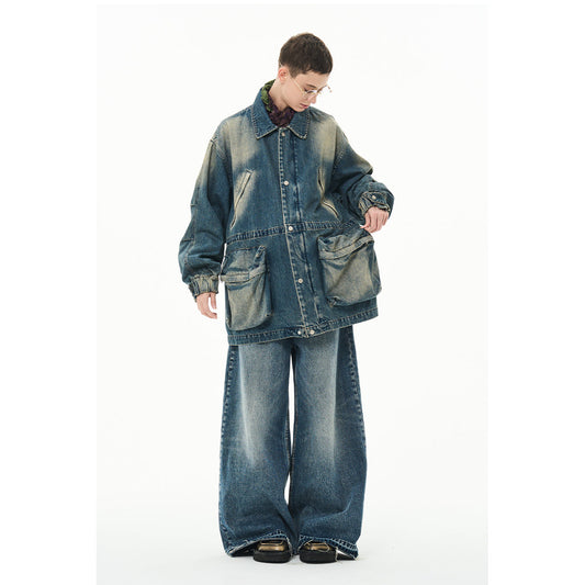 Moditec Vintage Washed Denim Pockets Jacket