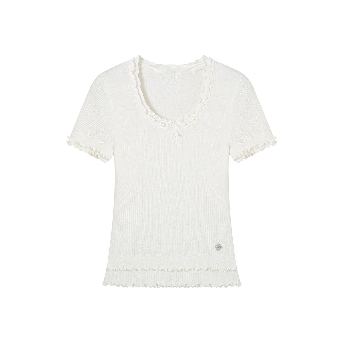 SomeSowe Double Lace Knit Slim Fit Top White