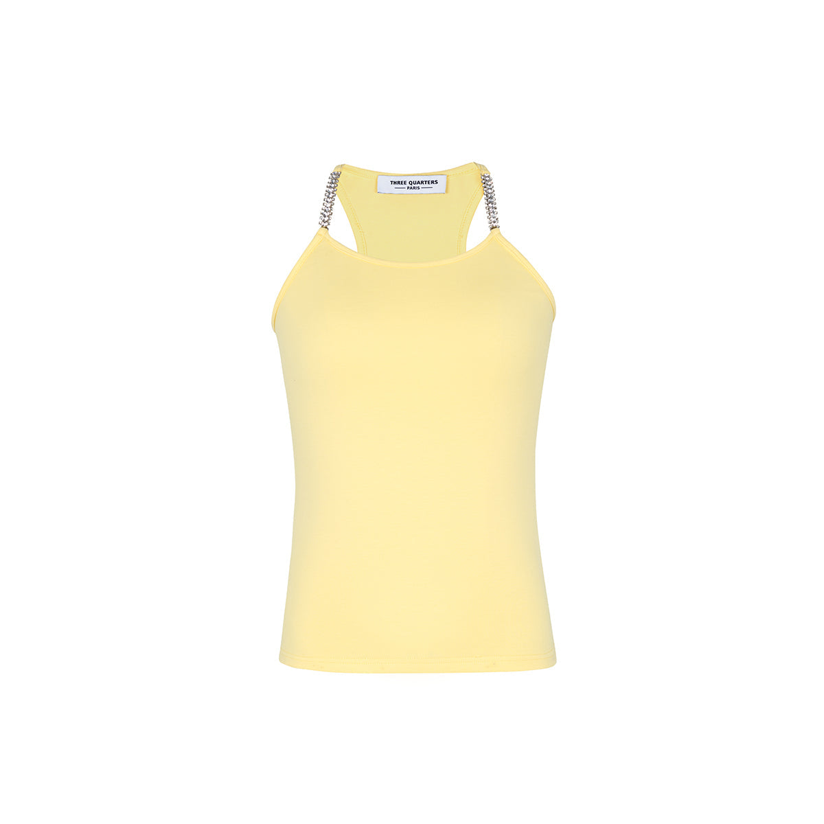 Three Quarters Rhinestone Chain Cami Vest Top Yellow