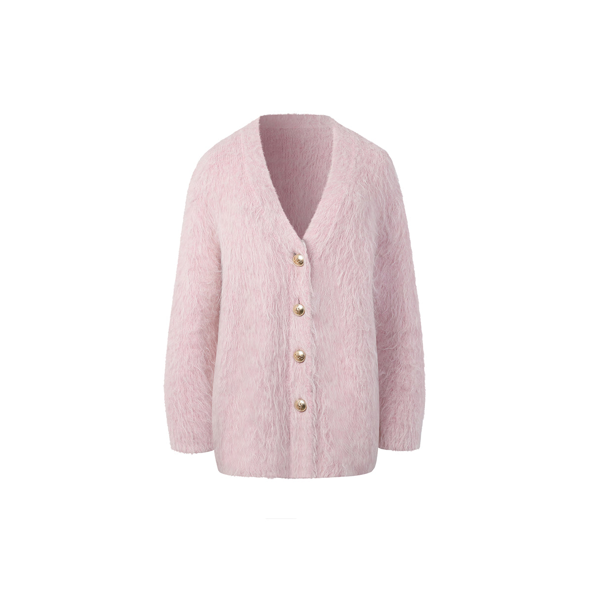 Three Quarters Alpaca Oversized Cardigan Pink