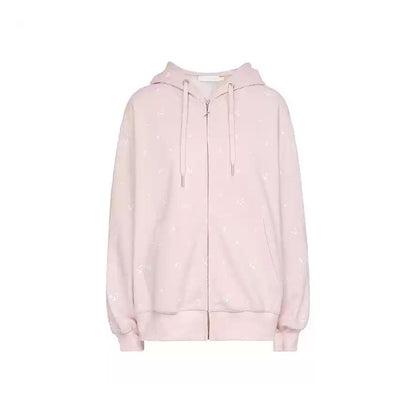 Kroche Rose Printed Casual Hoodie Pink