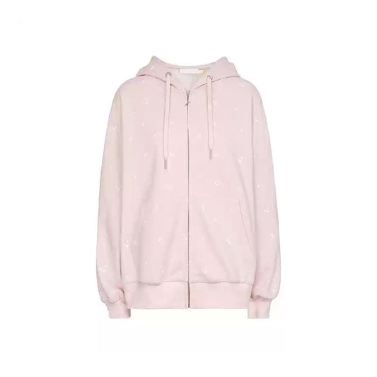 Kroche Rose Printed Casual Hoodie Pink