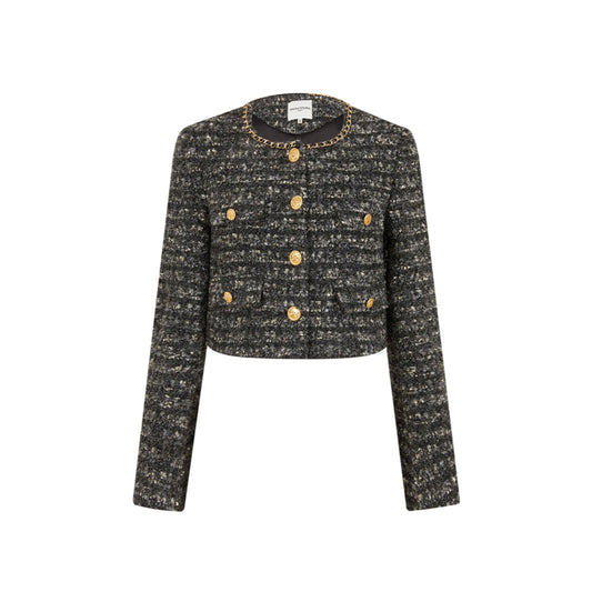 Diana Vevina Metal Button Tweed Jacket Black