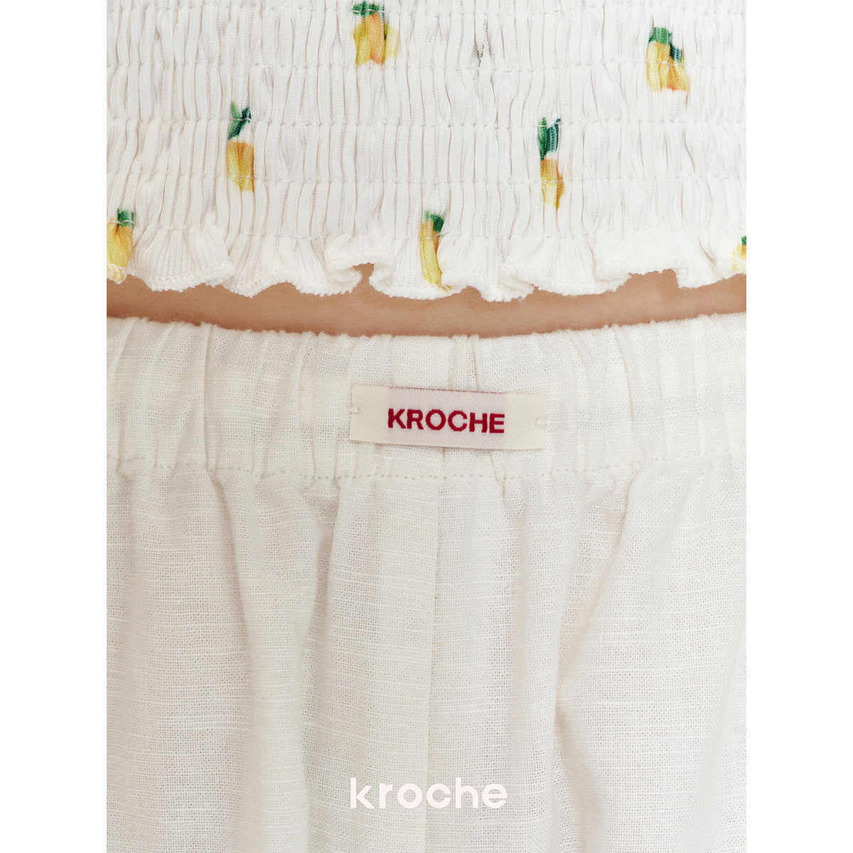 Kroche Drawstring Linen Wide-Leg Pants White