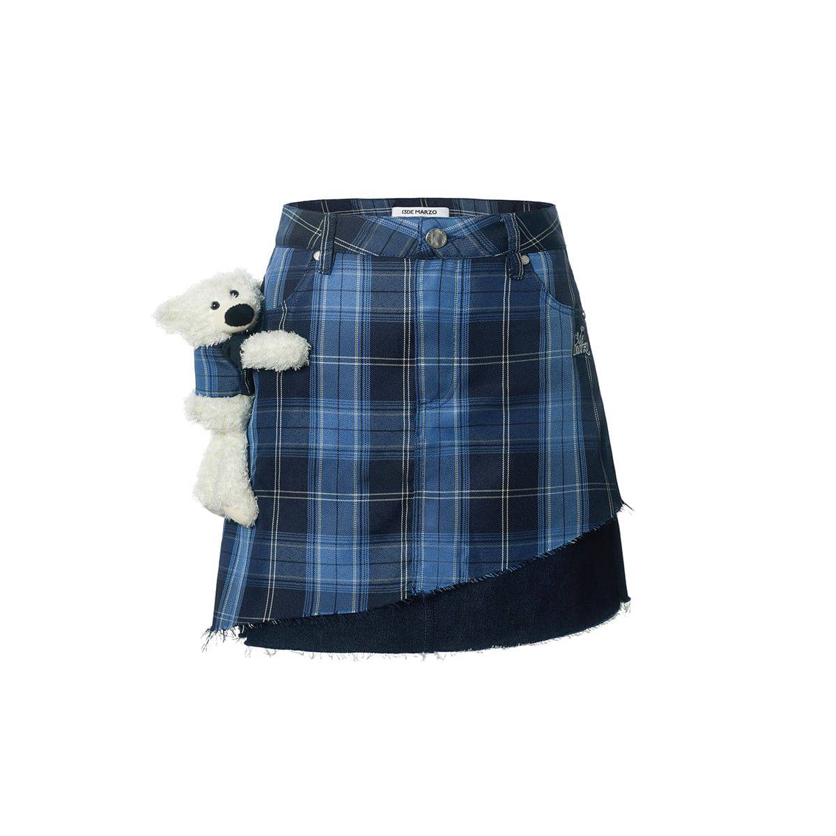 13De Marzo Doozoo Plaid Denim Skirt Blue