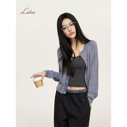 Liilou Contrast Color Striped Vest Dark Grey