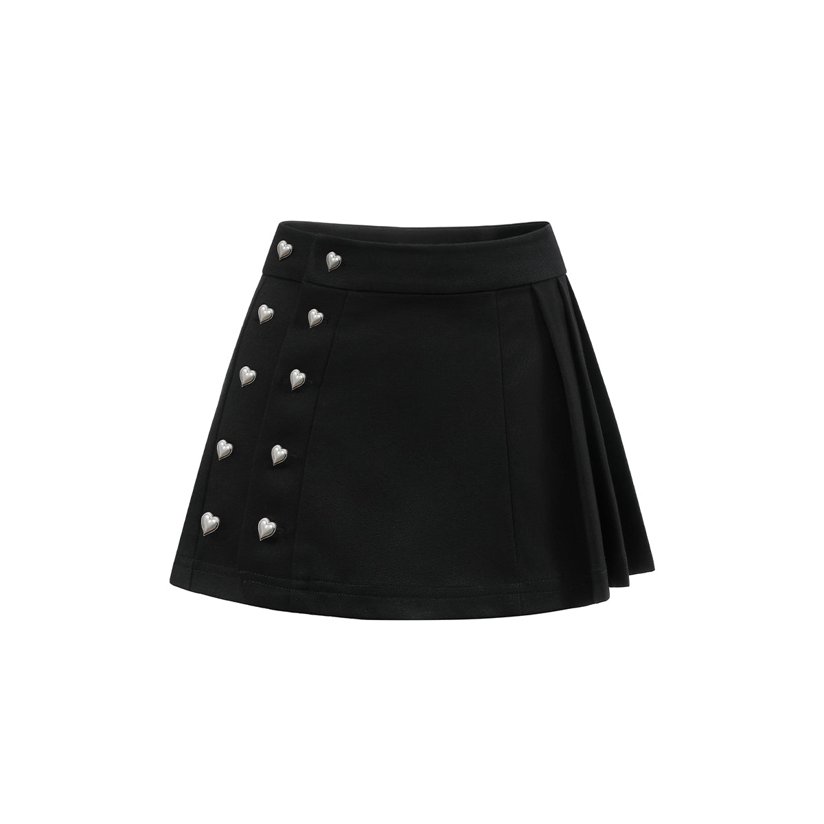 Via Pitti Heart Button Three-Way Skirt Black