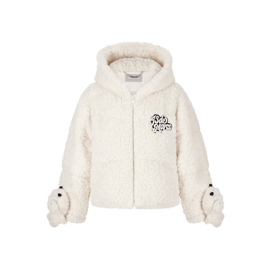 13De Marzo Plush Bear Detachable Fuzzy Down Jacket White