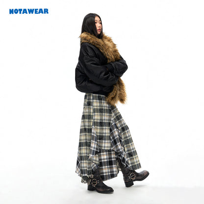 NotAwear Asymmetrical Snow Plaid A-Line Skirt