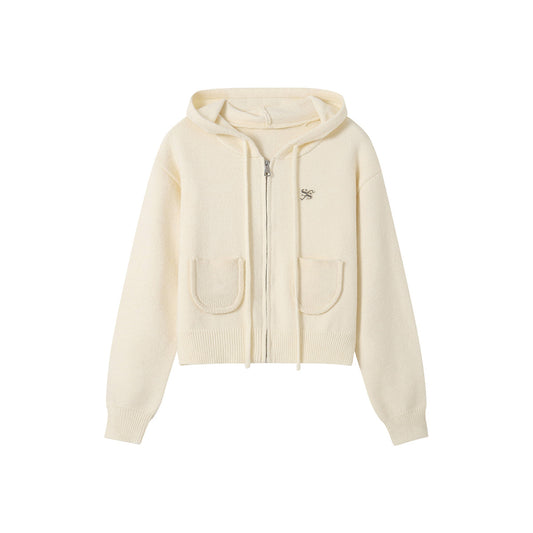 SomeSowe Hooded Knit Zipper Jacket