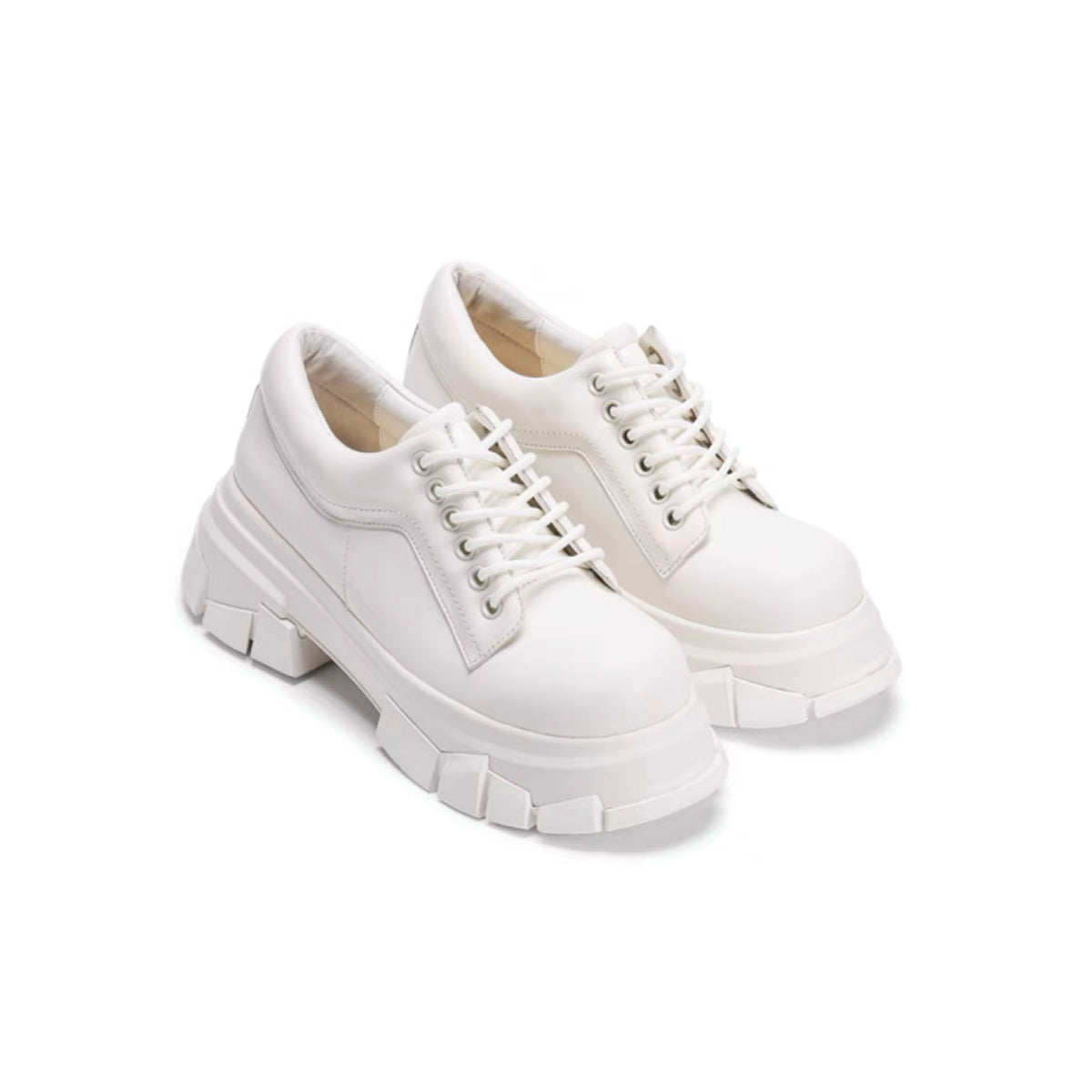 Lost In Echo Heel Leather Brogues White