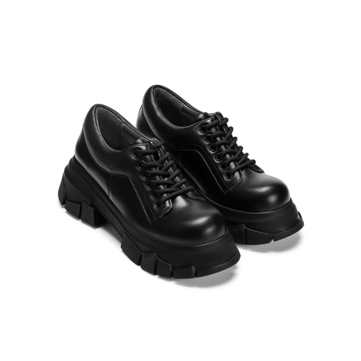 Lost In Echo Heel Leather Brogues Black