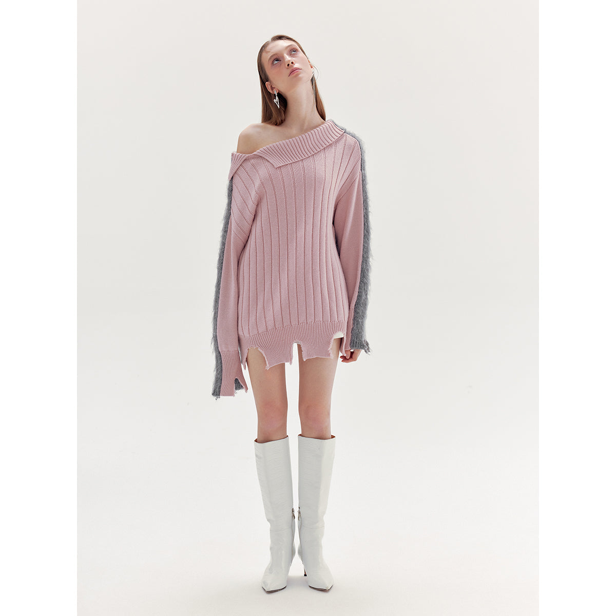 Rumia Florence Knitted Jumper Pink And Grey