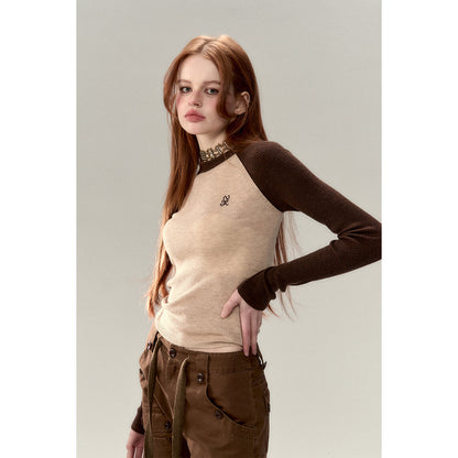 Via Pitti Embroidery Logo Knit Top Brown