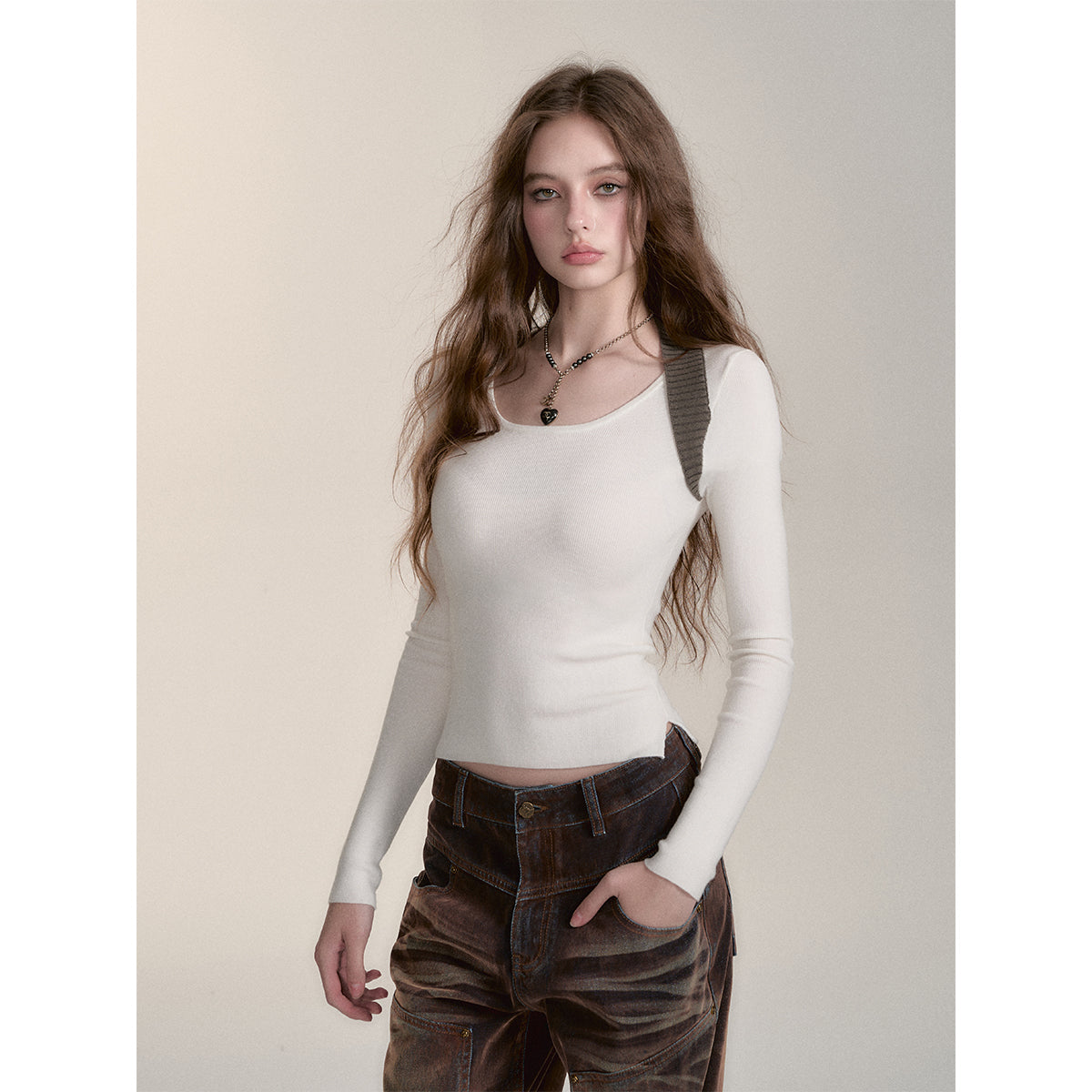 Via Pitti Reversible Two-Way Slim Knit Top White