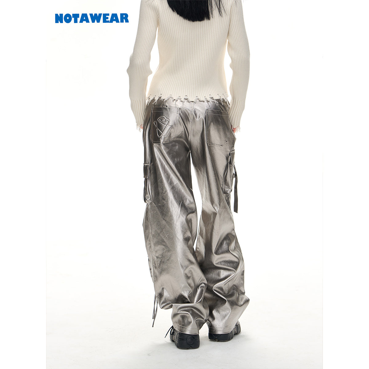 NotAwear Glossy Leather Cargo Pants Sliver