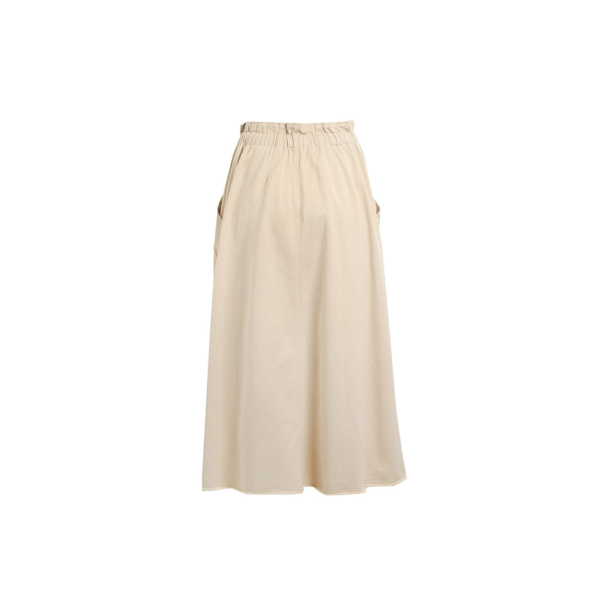 Wildshadow Drawstring Destroy Edges Long Skirt Cream