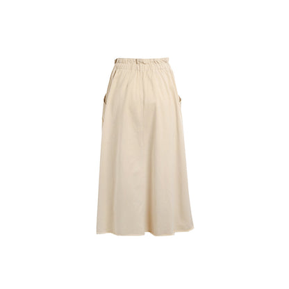 Wildshadow Drawstring Destroy Edges Long Skirt Cream