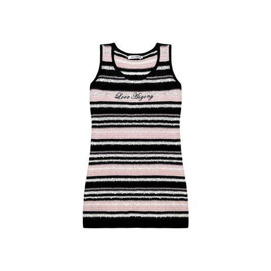 AsGony Color Blocked Striped Knit Dress