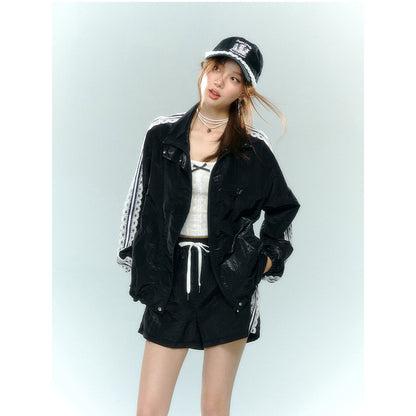 AsGony Lace Patchwork Sun Protection Jacket Black