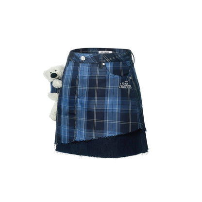 13De Marzo Doozoo Plaid Denim Skirt Blue